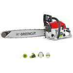 Greencut - Tronconneuse moteur à essence 2 temps 68cc 3,9cv, épée de 22 pouces, nombre de dents 86, guidon ergonomique GS680X