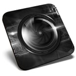 Square Single Coaster bw - Digital Photography Camera Lens  #42649