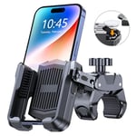 Rolgno Support Telephone Velo, [Caméra Compatible] Support Téléphone Moto avec Compartiment pour AirTag, [Verrouillage Rapide] Porte Smartphone Scooter/VTT pour iPhone et Téléphones de 4,7" à 6,8"