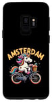 Coque pour Galaxy S9 Amsterdam Netherland Vélo licorne pour filles et femmes arc-en-ciel