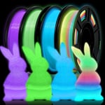 PLA filaments multicolores phosphorescents pour imprimante 3D,Glow in The Dark filament PLA 1,75 mm,250g X 4 bobine,Vert/bleu/violet/arc-en-ciel(Q1602)