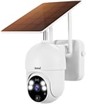 1080P Ptz Camera Surveillance Wifi Exterieure Sans Fil Solaire, Caméra Ip Sans Fil Extérieure Sur Batterie 14400Mah, Détection Humaine Pir, Vision Nocturne Couleur, Audio Bidirectionnel