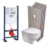 Grohe - Pack wc autoportant + wc suspendu kolo by Geberit + Abattant en Duroplast + Plaque chrome + Set Habillage (ProjectRekord-1-sabo)