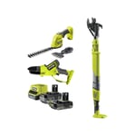 Ryobi - Pack 18V Élagueur à main - Cisaille / Sculpteur de végétaux - Coupe-branches - 2 Batteries 4,0Ah et 2,0Ah - Chargeur