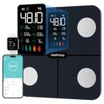 Healthkeep Smart Body Fat Scale with Large VA Display 15 Body Composition Metrics with Heart Rate Body Fat Smart Digital Bathroom Weighing Scale Compatible with iOS Android, Max 400lb/180kg, 28cm