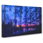 Big Box Art Sunset Through The Trees in Abstract Canvas Wall Art Framed Picture Print, 30 x 20 Inch (76 x 50 cm), Blue