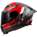 LS2 Dragon FF807. Motorcycle Helmet. Full Face. Full Carbon. Dark Visor, Pinlock and Carrying Bag Included. TRAX Gloss Red. XS