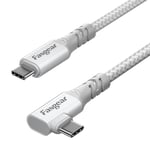 Câble Usb C Pour Macbook Pro Superspeed 20 Gbit/S Usb 3.2 Gen 2 X 2 Câble De Type C Tressé 100 W Charge Rapide Sortie Vidéo 4K Compatible Avec Ipad, Ordinateur Portable Galaxy (1.8M, Blanc)[L3021]