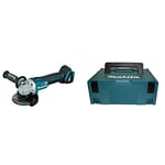 Makita DGA504Z - Mini-meuleuse à batterie 18V lithium-ion 125 mm BL seule machine sans chargeur ni batterie Noir 60 x 450 mm & COFFRET MAKITA DE TRANSPORT MAKPAC2 395x295x157 MM - 821550-0