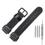 MCXGL 18mm Nylon strap Compatible with Casio Men's AE1200WH AE-1000 SGW-300H/400 W-735 PRG270 Leather Replacement Watch band (Black Black buckle)