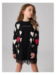 smALLSAINTS All Saints Kids Amore Heart Knitted Cardigan, Black, Size Age: 6-7 Years