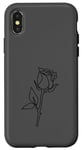 Coque pour iPhone X/XS Rose noire abstraite dessin minimaliste Line Art