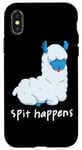 Coque pour iPhone X/XS Spitting Lama Happens Spit Alpaga amusant Jeu de mots