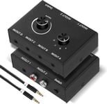 Commutateur Audio RCA L/R 3,5mm Prise Jack 4(2)-entrée-2(4)-Sortie,Analogique Stéréo Aux Switch Sélecteur Son Boitier pour Casque Haut Parleurs HiFi Ampli Phono Ordinateur PC,Métal