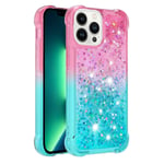 YB Quicksand Series-3 för iPhone 15 Pro Gradient Flytande Flytande Bling Glitter Telefonfodral Anti-fall TPU-skydd