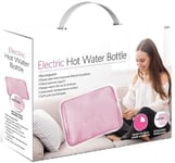 Rechargeable Electric Hot Water Bottle Bed Hand Body Warmer Massaging Heat Pad Cozy Pain Relief Fast Heating Auto-Shut Off Function Over-Heat Protection & No Refill Heat Pad 25cm x 17cm Pink