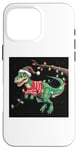 Coque pour iPhone 16 Pro Max Christmas Dinosaur T-Rex Lights Chapeau amusant Pull Espace