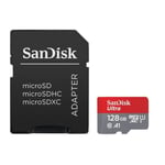 SanDisk Ultra 128 Go microSDXC Carte Mémoire + Adaptateur SD. Vitesse de Lecture Allant jusqu'à 120MB/S, Classe 10, UHS-I