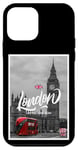 Coque pour iPhone 12 mini Black & White Retro Real London with Big Ben, London Skyline