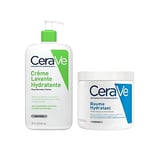 Lot de CeraVe Crème Lavante Hydratante 562ml Visage & Corps à l'Acide Hyaluronique + CeraVe Soins Corps Baume Hydratant 562ml | Hydratante 48h pour Peaux Sèches à Très Sèches