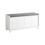 Sobuy - FSR86-W Banc de Rangement avec Coussin Rembourré Meuble Bas Entrée Commode à Chaussure Banquette Confortable avec 2 Porte Coulissantes