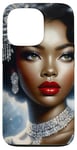 iPhone 13 Pro Glamorous Black Woman In Silver Art With Vintage Style Case