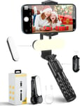 Stabilisateur De Cardan Pour Smartphone, Portable Avec Lumière De Remplissage Détachable Et Télécommande, Perche À Selfie À Cardan Portable Pour Vidéo Vlog, Compatible Avec Android[PHO062914]