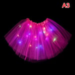 Girl Butterfly Light Up Tutu LED-kjol Glow Flower Wreath Rose red