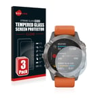 Savvies Tempered Glass Screen Protector (3 Pack) compatible with Garmin Fenix 6 Pro Solar - 9H Hardness, Scratch Resistant