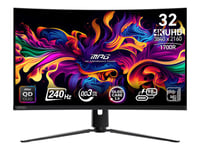 Msi Mpg 321Curxde Qd-Oled - Oled-Skjerm - Gaming - Kurvet - 32" (31.5" Synlig) - 3840 X 2160 Uhd @ 240 Hz - 1000 Cd/M² - 1500000:1 - Displayhdr 400 True Black - 0.03 Ms - 2Xhdmi, Displayport, Usb-C - Svart