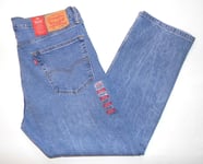 LEVI'S Men's NEW 505 Regular Fit Jeans 36"W X 30"L Acid Wash Blue Stretch Denim