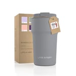 LARS NYSØM Thermo Coffee Mug-to-go 17oz | Travel Mug 0.5 Liter with Insulation | Leak Proof Stainless Steel Thermal Mug for Coffee and Tea on The Go | Tea Mug (Ash Gray, 500ml)