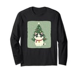 Cute Cat with Merry Christmas Tree Costume Long Sleeve T-Shirt