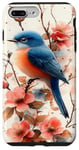 Coque pour iPhone 7 Plus/8 Plus Oiseau Roses Fleur Aquarelle Bluebird