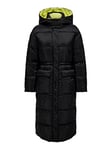 ONLY Women's Onlpuk Long Buffer CC OTW Quilted Jacket, Black/Detail:Lining. Yellow Plum, XS