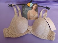 Marks & Spencer 32A BNWT almond superfine cotton full cup padded t-shirt bra