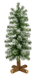 Flair Flower 270856GNW Mini Sapin de Noël Artificiel sur Pied en Bois neigé glacé Neige Petit Arbre de Noël Support d'arbre décoratif Vert/Blanc env. 44 cm