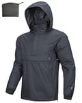 Outdoor Ventures Rain Jacket for Men Waterproof Pullover Lightweight Hooded Windbreaker Outdoor Raincoat Packaway Breathable Windproof Jacket for Travelling, Camping, Hiking Dark Slate Blue S