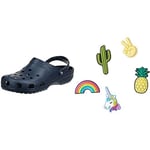 Crocs Classic, Sabots Mixte Adulte -Belu (Navy) - 48-49 EU + Lot de 5 Jibbitz Fun Trend One-Size