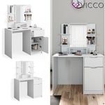 Coiffeuse Vicco Ruben blanche, table de maquillage, commode de maquillage