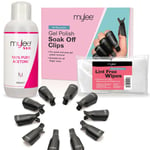 Mylee Gel Nail Polish Remover Set, Acetone, Lint Free Wipes, Soak Off Nail Clips