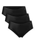 DANISH ENDURANCE Lot de 3 Shorty Invisibles en Microfibre, Culottes Douces et Légères, pour Femme, Noir, Medium