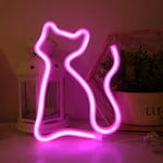Colording Neon Lights LED Cat Signs Wall Light Room Decor Night Lights for Children Baby Room Hose Bar Wedding Party Decoration-Pink CAT