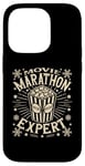 Coque pour iPhone 14 Pro Movie Marathon Expert, motif de pop-corn rétro