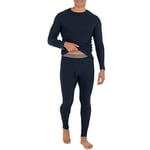 Fruit of the Loom Men's Recycled Waffle Thermal Underwear Set (Top and Bottom) Pajama, Navy, XX-Large