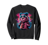 Rizzly Bear Synthwave Retrowave Aesthetic Vibes Cute Bear Sweatshirt