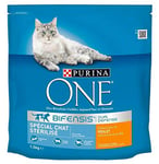 PURINA ONE Bifensis Chat Stérilisé | Croquettes Au Poulet pour Chats Adultes | Sac de 1,5kg | Lot de 6