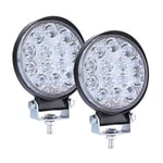 CICMOD Phare de Travail LED 12V 140W 4'' Projecteur LED Voiture Spot Flood Feux Antibrouillard LED 6000K 14000LM Feux de Travail pour Voiture Camion Tracteur SUV Bateau Off Road 2 PCS