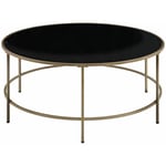 Table Basse Ronde avec Plateau en Verre Noir et Cadre en Métal Doré au Style Moderne et Glamour Beliani