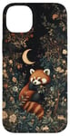 Coque pour iPhone 14 Plus Red Panda Moon Flowers Cottagecore